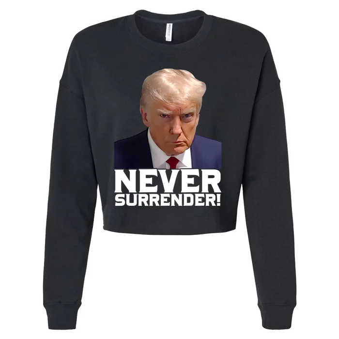 Trump Never Surrender Donald Trump Mugshot Trump 2024 Cropped Pullover Crew