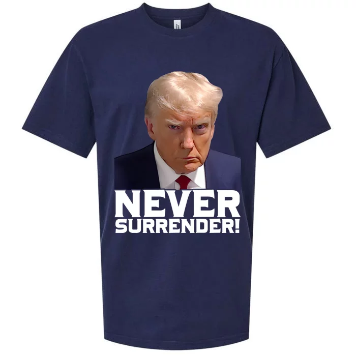 Trump Never Surrender Donald Trump Mugshot Trump 2024 Sueded Cloud Jersey T-Shirt