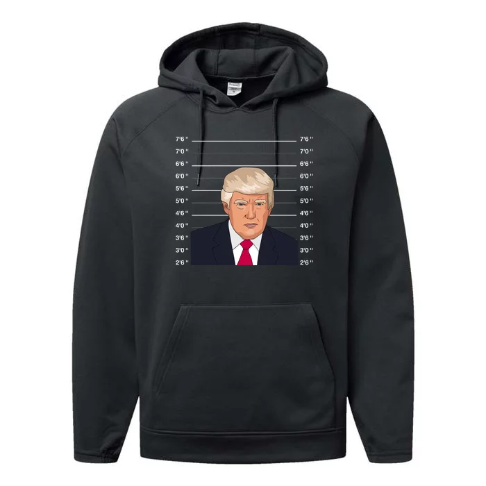 Trump Never Surrender Donald Trump Mugshot 2024 Performance Fleece Hoodie