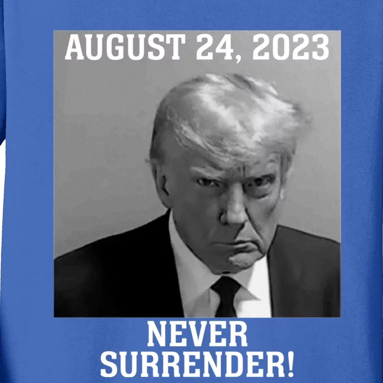 Trump Never Surrender Donald Trump Mugshot Trump 2024 Kids Long Sleeve Shirt