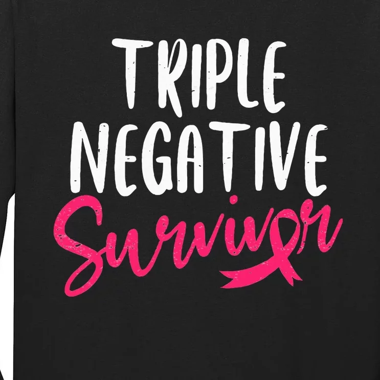 Triple Negative Survivor Pink Ribbon Breast Cancer Awareness Tall Long Sleeve T-Shirt