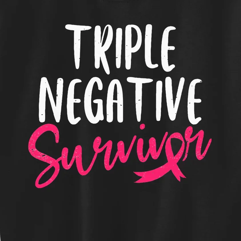 Triple Negative Survivor Pink Ribbon Breast Cancer Awareness Kids Sweatshirt