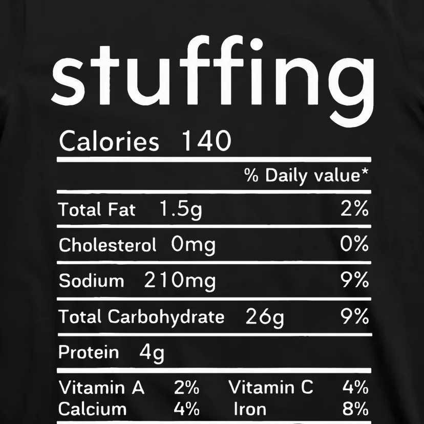 thanksgiving nutrition stuffing facts matching family T-Shirt