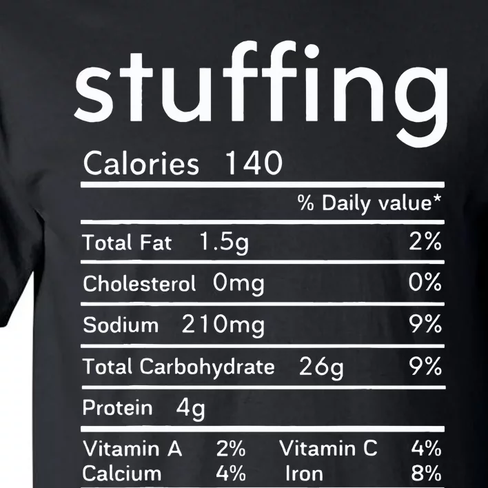 thanksgiving nutrition stuffing facts matching family Tall T-Shirt