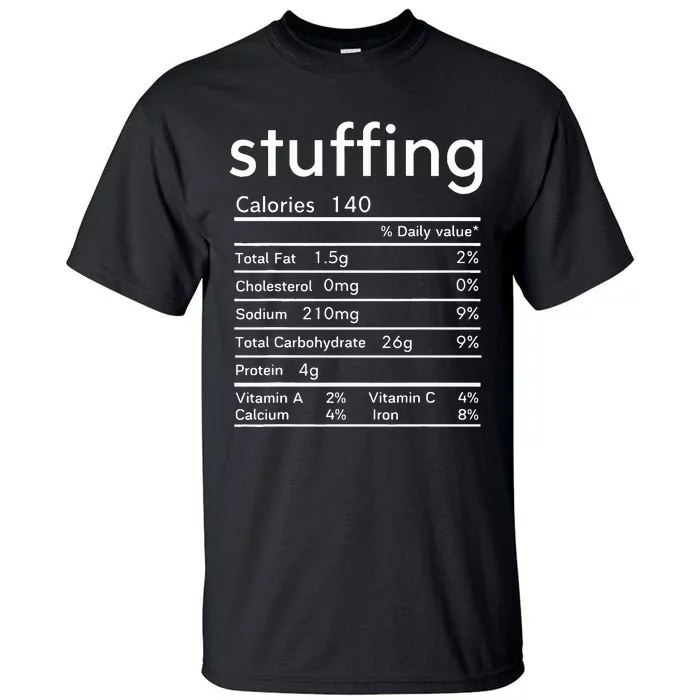 thanksgiving nutrition stuffing facts matching family Tall T-Shirt