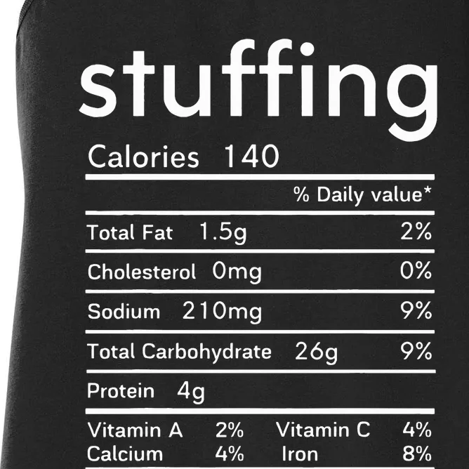 thanksgiving nutrition stuffing facts matching family Women's Racerback Tank