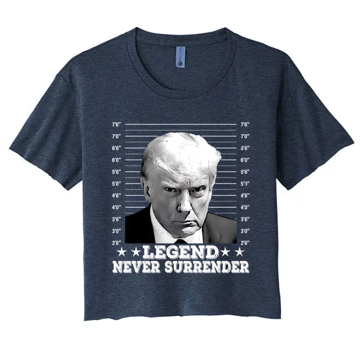 Trump Never Surrender Donald Trump Mugshot Trump 2024 Women's Crop Top Tee