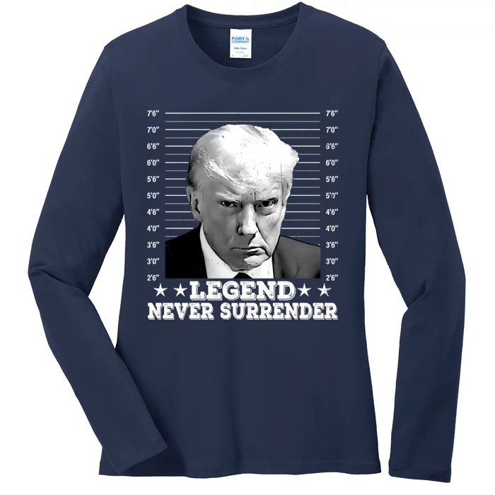 Trump Never Surrender Donald Trump Mugshot Trump 2024 Ladies Long Sleeve Shirt