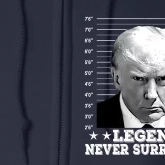 Trump Never Surrender Donald Trump Mugshot Trump 2024 Full Zip Hoodie