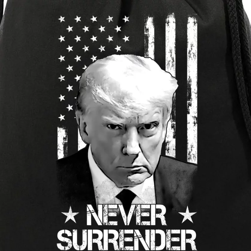 Trump Never Surrender Donald Trump Mugshot Trump 2024 Drawstring Bag