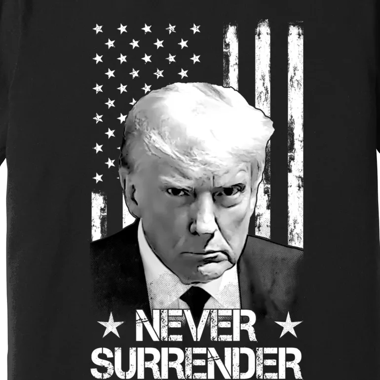 Trump Never Surrender Donald Trump Mugshot Trump 2024 Premium T-Shirt