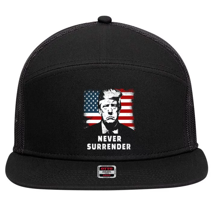 Trump Never Surrender 7 Panel Mesh Trucker Snapback Hat