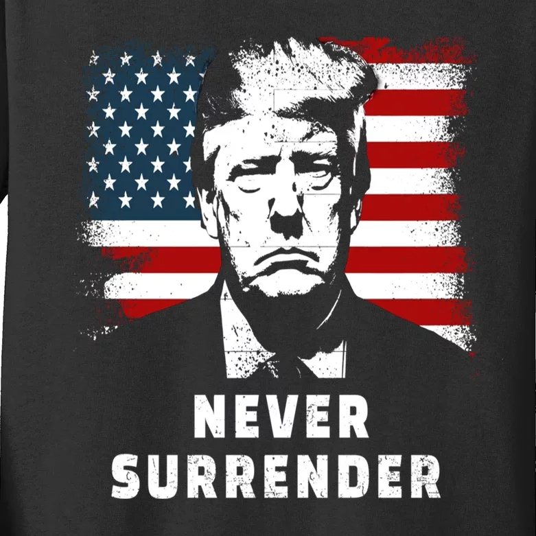 Trump Never Surrender Kids Long Sleeve Shirt