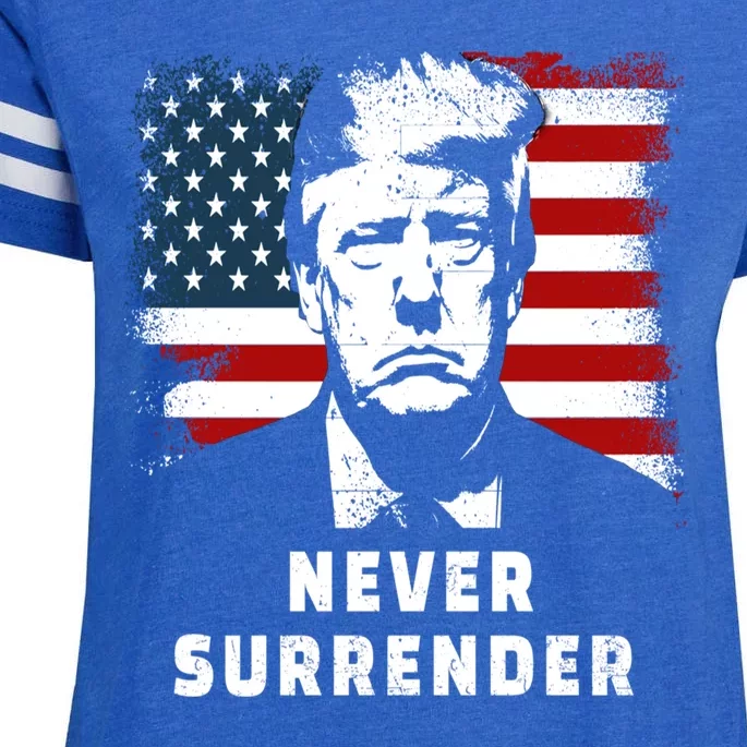 Trump Never Surrender Enza Ladies Jersey Football T-Shirt