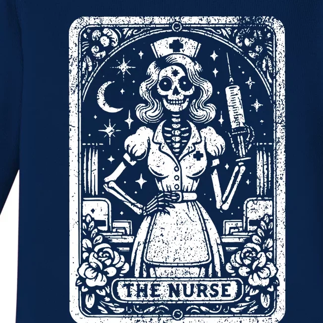 The Nurse Skeleton Tarot Card Funny Nursing Nurse Rn Lpn Np Baby Long Sleeve Bodysuit