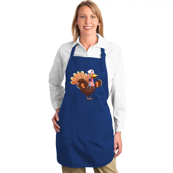 Turkey Nurse Stethoscope Funny Thanksgiving Nurses Rn Icu Er Gift Full-Length Apron With Pocket