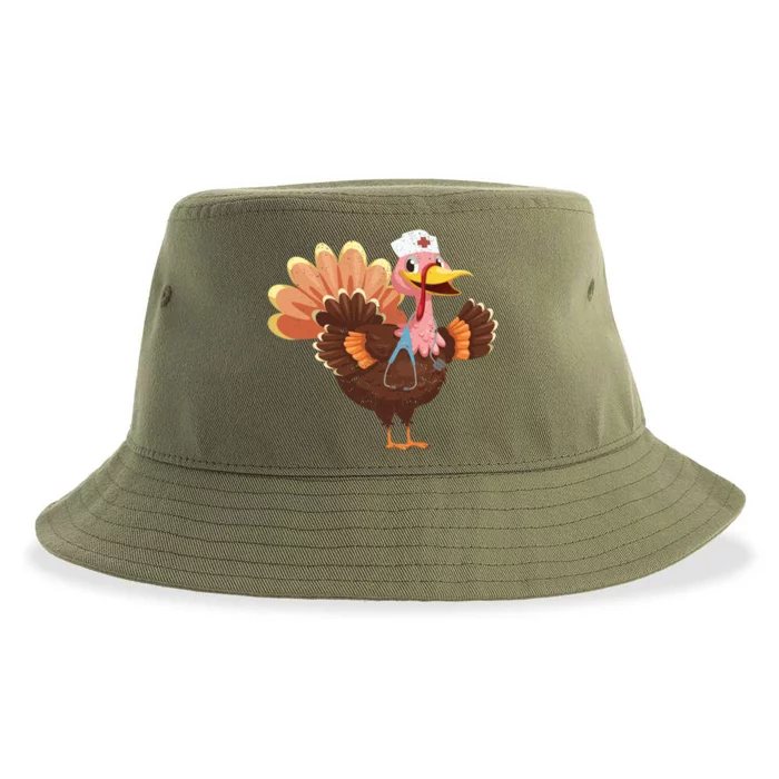 Turkey Nurse Stethoscope Funny Thanksgiving Nurses Rn Icu Er Gift Sustainable Bucket Hat