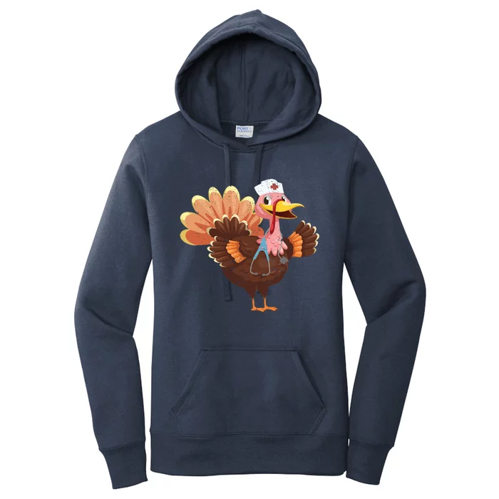 Turkey Nurse Stethoscope Funny Thanksgiving Nurses Rn Icu Er Gift Women's Pullover Hoodie