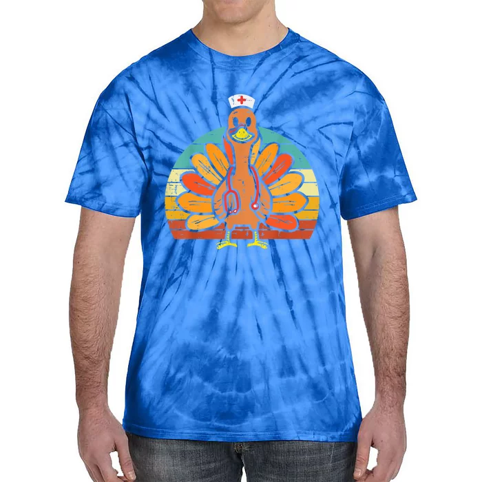 Turkey Nurse Stethoscope Thanksgiving Nurses Rn Icu Er Gift Tie-Dye T-Shirt