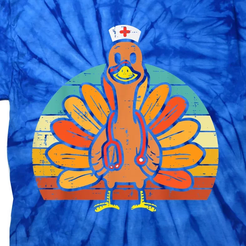 Turkey Nurse Stethoscope Thanksgiving Nurses Rn Icu Er Gift Tie-Dye T-Shirt