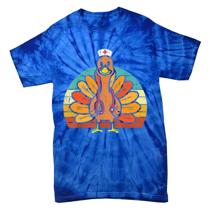 Turkey Nurse Stethoscope Thanksgiving Nurses Rn Icu Er Gift Tie-Dye T-Shirt