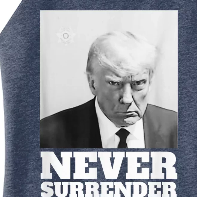 Trump Never Surrender Mug Shot Women’s Perfect Tri Rocker Tank