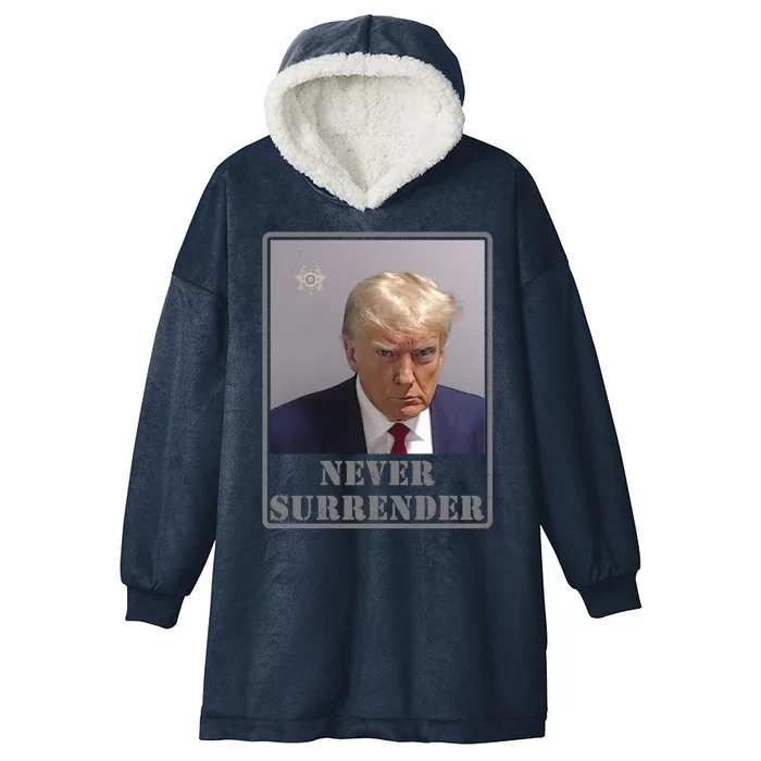 Trump Never Surrender 2024 Hooded Wearable Blanket