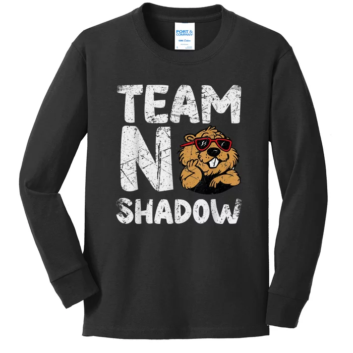 Team No Shadow Groundhog Day Funny Kids Long Sleeve Shirt