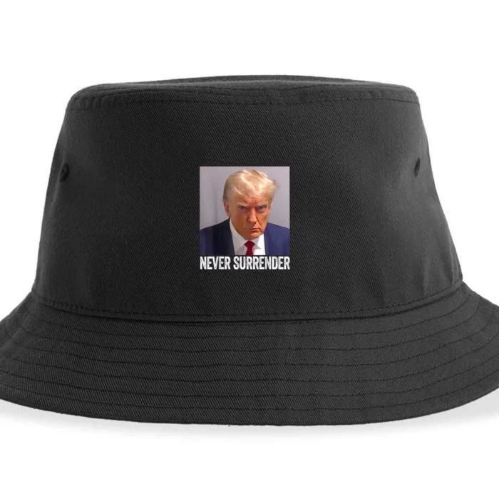 TRUMP NEVER SURRENDER Trump Mug Shot Sustainable Bucket Hat