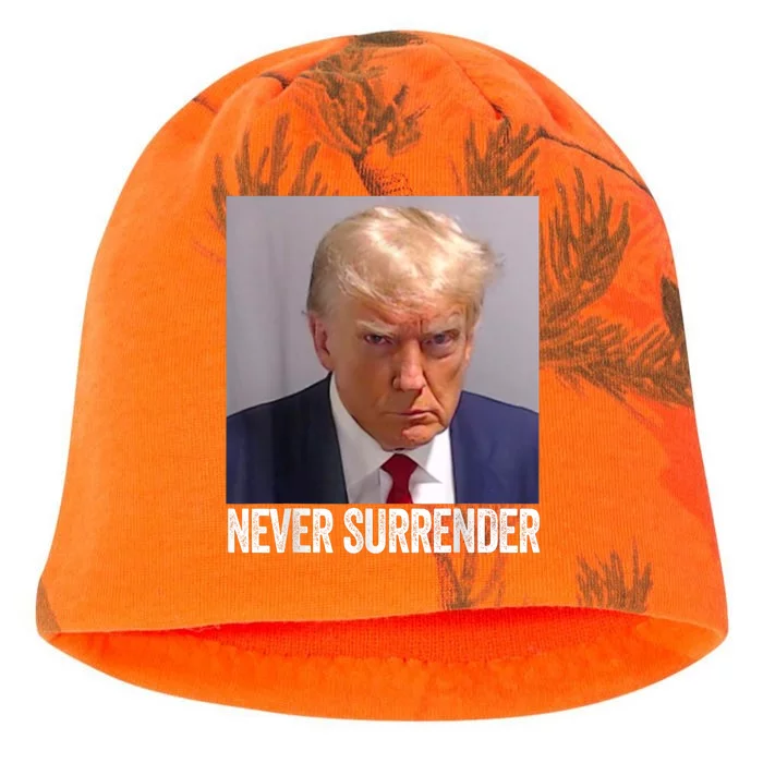 TRUMP NEVER SURRENDER Trump Mug Shot Kati - Camo Knit Beanie