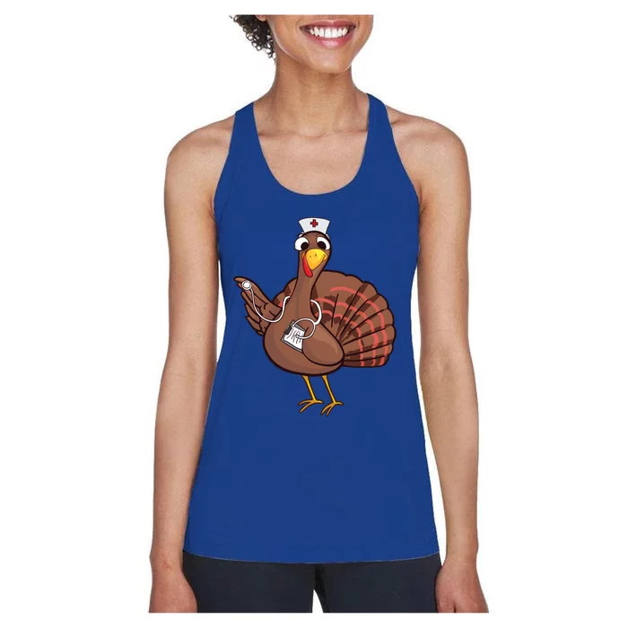 Thanksgiving Nurse Turkey Cool Gift Cool Funny Feast Day Gift Women's Racerback Tank