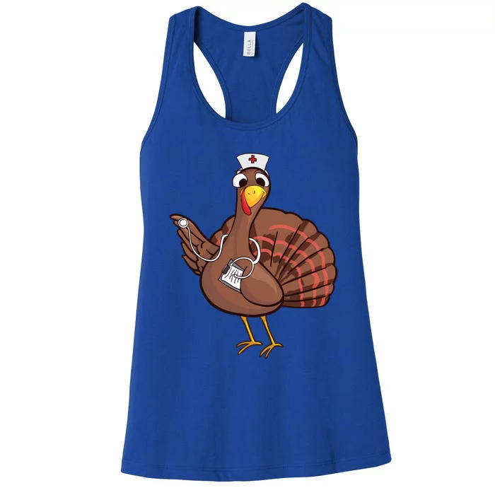 Thanksgiving Nurse Turkey Cool Gift Cool Funny Feast Day Gift Women's Racerback Tank