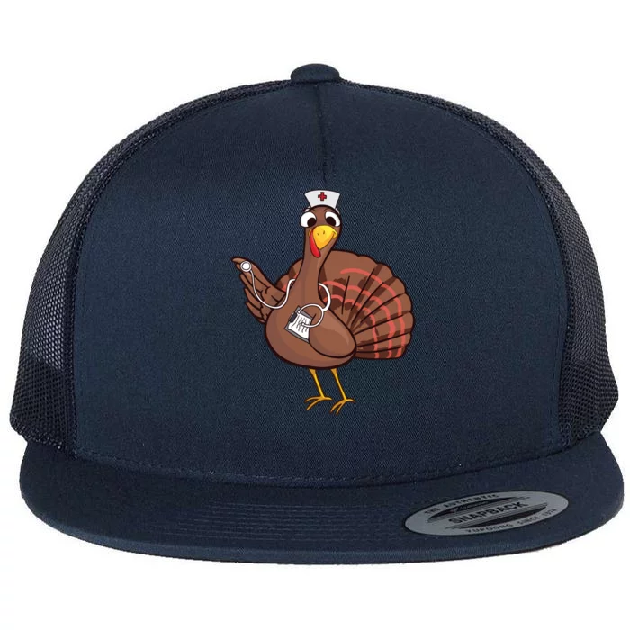 Thanksgiving Nurse Turkey Cool Gift Cool Funny Feast Day Gift Flat Bill Trucker Hat