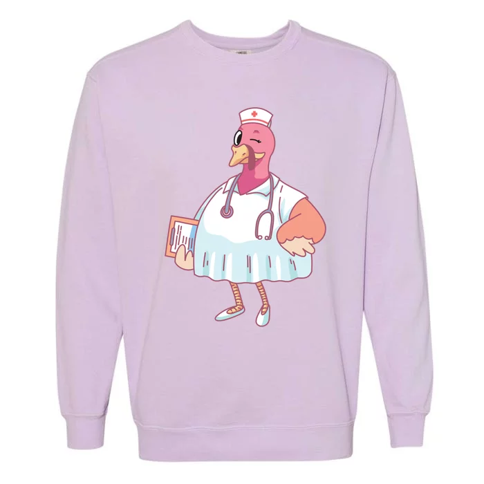 Thanksgiving Nurse Turkey Gift Garment-Dyed Sweatshirt