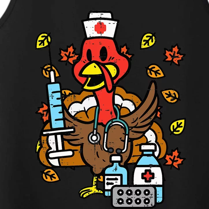 Turkey Nurse Thanksgiving Fall Scrub Nursing Rn Icu Er Nicu Performance Tank