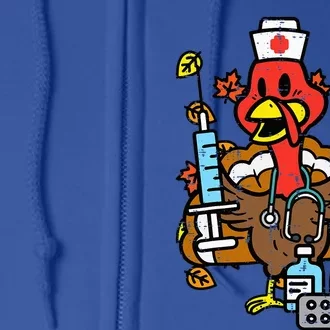 Turkey Nurse Thanksgiving Fall Scrub Nursing Rn Icu Er Nicu Full Zip Hoodie