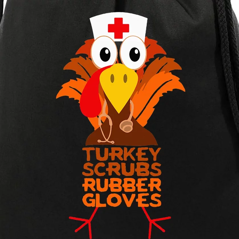 Thanksgiving Nurse Turkey Scrubs Rubber Gloves Drawstring Bag