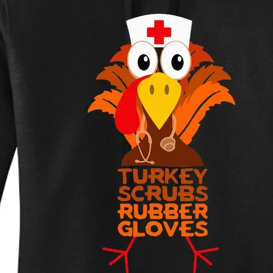 Thanksgiving Nurse Turkey Scrubs Rubber Gloves Women's Pullover Hoodie