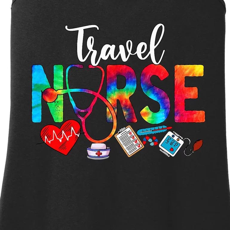 Travel Nurse Tie Dye Love Heart Stethoscope RN Nurse Women Ladies Essential Tank