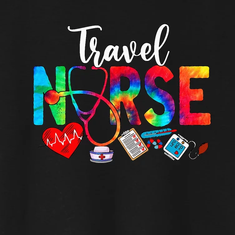 Travel Nurse Tie Dye Love Heart Stethoscope RN Nurse Women Women's Crop Top Tee