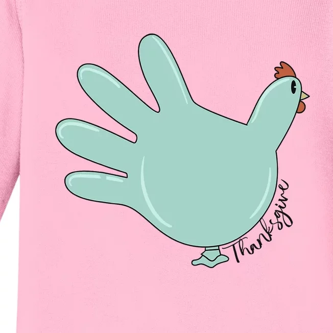 Thanksgiving Nurse Turkey Glove Thankful Nurse Medical Baby Long Sleeve Bodysuit