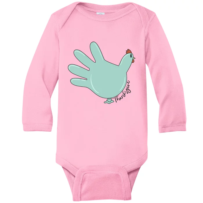 Thanksgiving Nurse Turkey Glove Thankful Nurse Medical Baby Long Sleeve Bodysuit