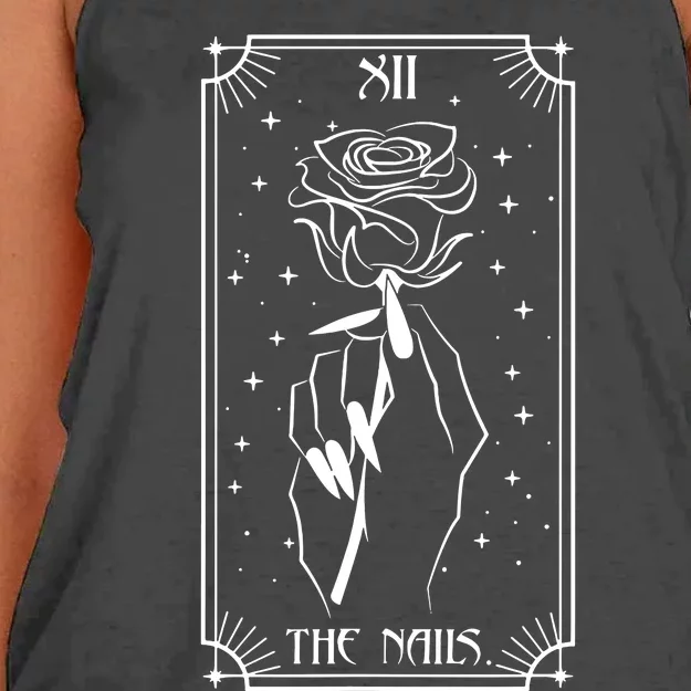 The Nails Tarot Card Nail Tech Nail Artist But First Nail Women's Knotted Racerback Tank