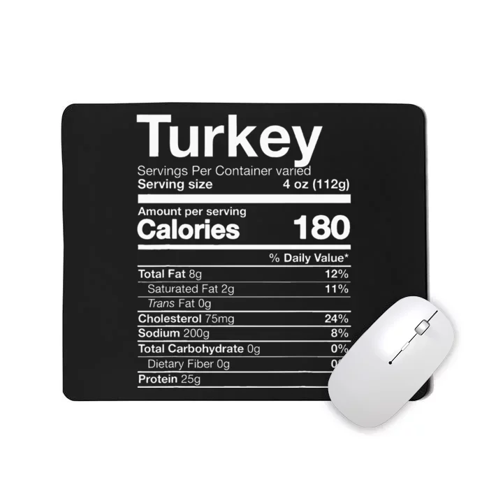 Turkey Nutrition Thanksgiving Food Costume Dark Mousepad