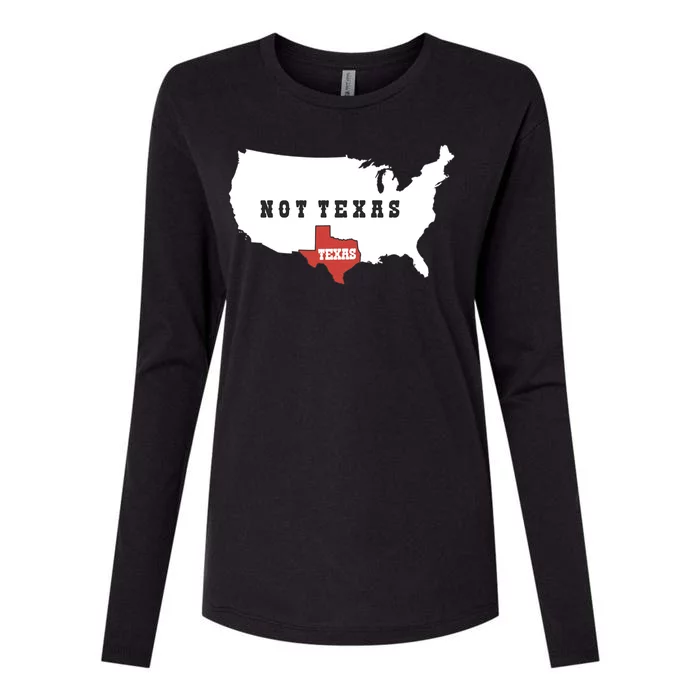 Texas Not Texas Map Womens Cotton Relaxed Long Sleeve T-Shirt