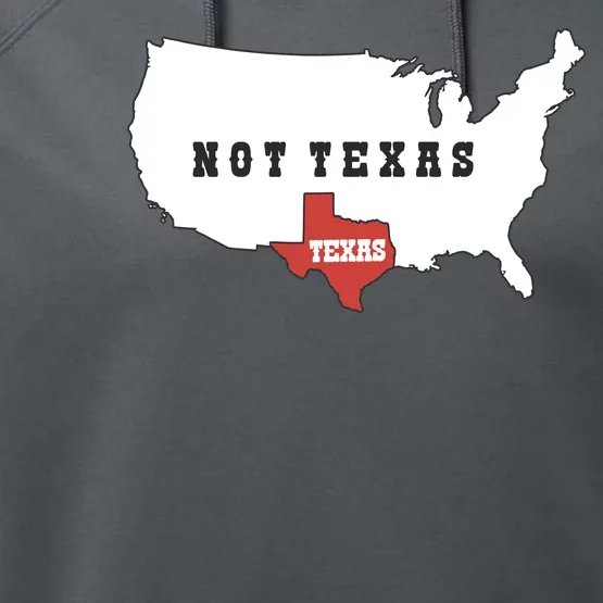 Texas Not Texas Map Performance Fleece Hoodie