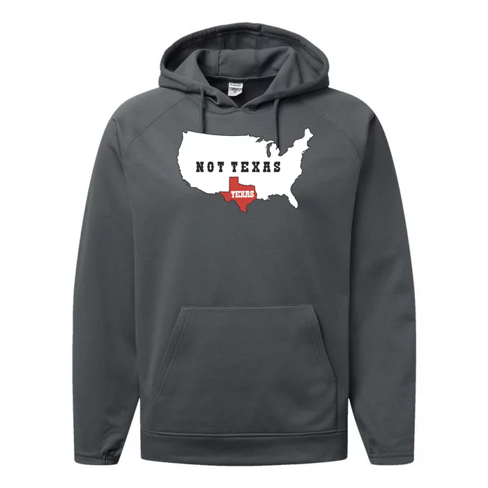 Texas Not Texas Map Performance Fleece Hoodie