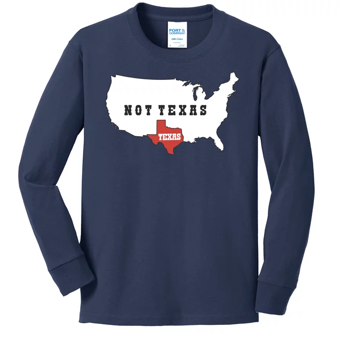 Texas Not Texas Map Kids Long Sleeve Shirt