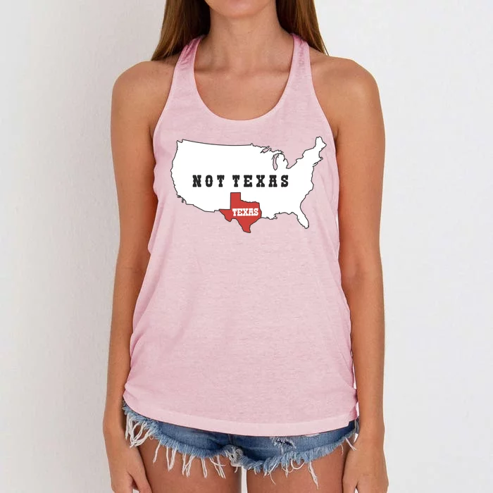 Texas Not Texas Map Women's Knotted Racerback Tank