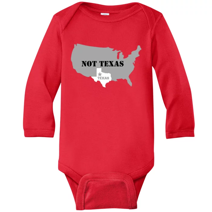 Texas Not Texas With America Map Baby Long Sleeve Bodysuit